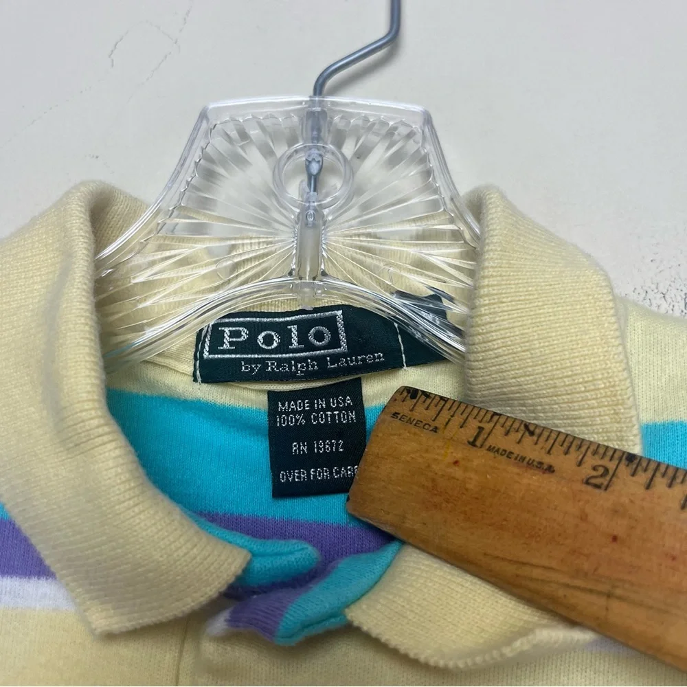 VTG Polo‎ By Ralph Lauren Shirt Youth Medium USA Cotton 80's Yellow Striped